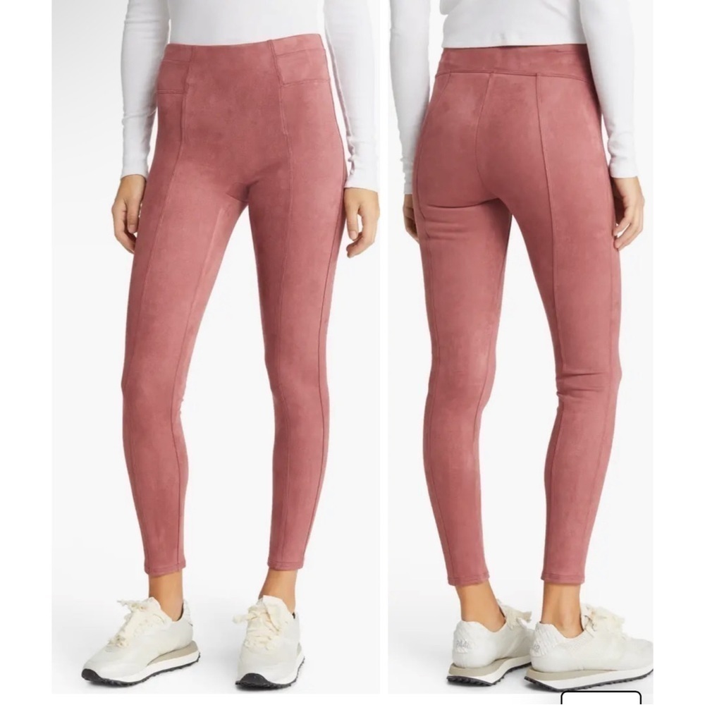 Spanx Faux Suede High Waisted Leggings Women's Rich Rose Pink Sz Large NWT